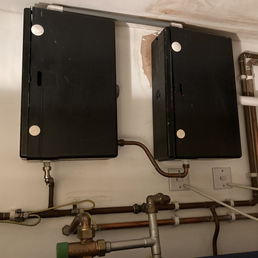 Copper pipework and repairs behind panelling