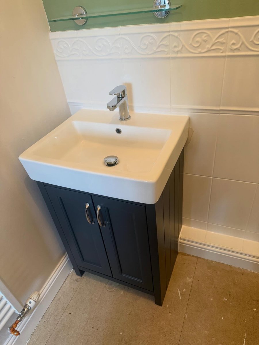 New vanity unit and basin, Rednal, after